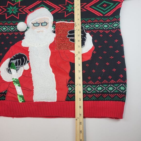Santa Claus Ho Ho Ho Red Cup Mens UGLY CHRISTMAS SWEATER 3XL (52-45) - Picture 6 of 9